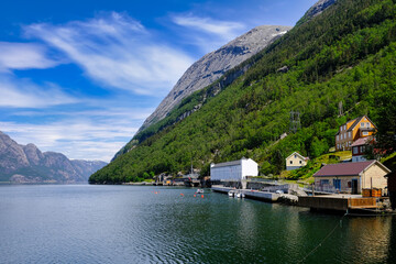 Florli village in Lysefjord, Rogaland, Norway