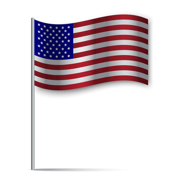 American flag on stick. Usa flag. Design template vector. Memorial day background design. Vector illustration. Stock image.