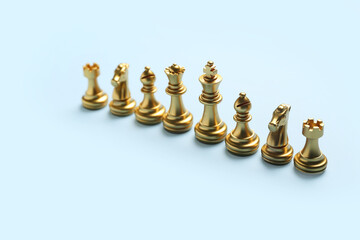 Chess pieces on color background