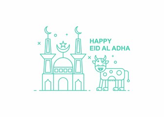 Eid al adha line illustration. Easy to edit with vector file. Can use for your creative content. Especially about eid al adha celebration day.