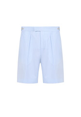 Blue modern shorts. Front view