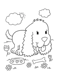 Cercles muraux Dessin animé Cute Puppy Dog Coloring Page Vector Illustration Art