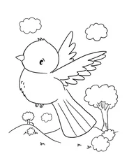 Gordijnen Schattige Vogel Kleurboek Pagina Vector Illustratie Art © Blue Foliage