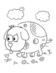 Cute Puppy Dog Coloring Book Page Vector Illustration Art