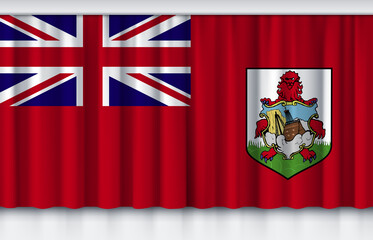 Flag of Bermuda on silk curtain, stage performance event ceremony show illustration