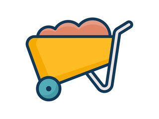 wheel borrow trolley construction single isolated icon with filled line style