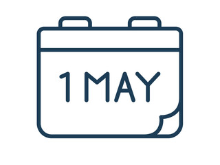 labour may single icon white isolated background with outline style