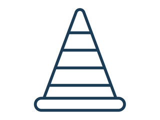 traffic cone single icon white isolated background with outline style