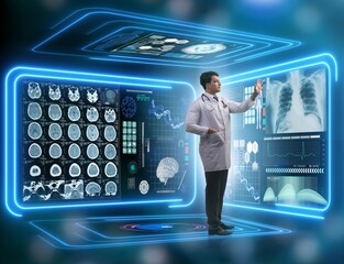 Team of doctor in remote diagnostics examination concept