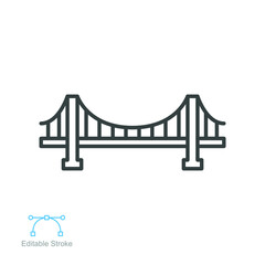 Bridge icon outline style, road, architecture. Ground transportation. Constructions of  stone metal girders architectural symbol. Editable stroke. Vector illustration Design on white background EPS 10