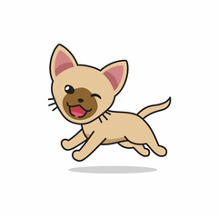 Vector cartoon character cute brown cat running for design.
