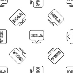 Grey line Hola icon isolated seamless pattern on white background. Vector