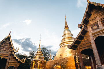 Golden Thai temples and pagodas