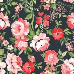 Poster Im Rahmen Schöner Vektor nahtlose Muster mit handgezeichneten Aquarell Sommer rosa sanften Blumen. Blumenillustration auf Lager. © zenina
