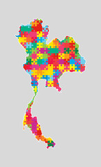 Thailand country map made colorful pieces puzzle