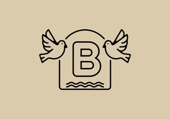 Black line art of birds with B initial letter