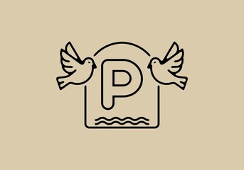 Black line art of birds with P initial letter