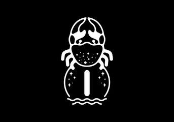 White black crab line art with I initial letter