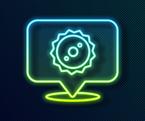 Glowing neon line Circular saw blade icon isolated on black background. Saw wheel. Vector