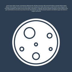 Blue line Planet Mars icon isolated on blue background. Vector