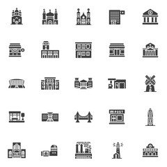 Buildings vector icons set