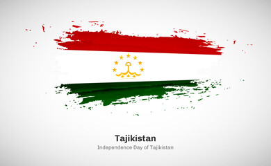 Creative happy independence day of Tajikistan country with grungy watercolor country flag background