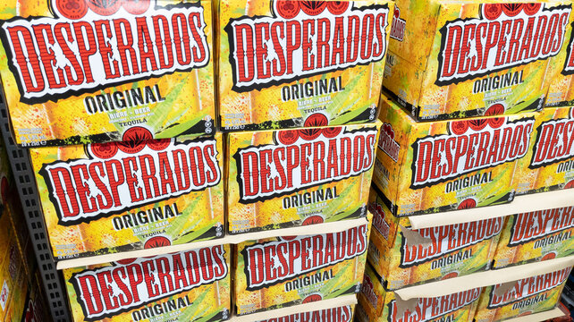 Desperados tequila beer text logo and sign brand on supermarket store
