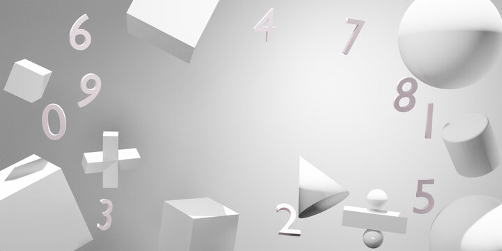 Abstract numbers and scientific notation Conceptual background of scientific education 3D rendering.
