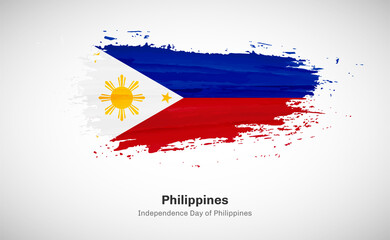 Creative happy independence day of Philippines country with grungy watercolor country flag background