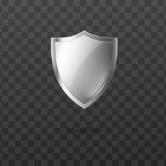 Glossy security metal or glass shield realistic vector illustration isolated.