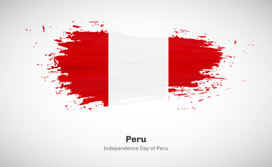 Creative happy independence day of Peru country with grungy watercolor country flag background