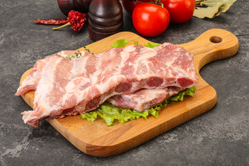 Raw pork ribs for cooking
