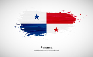 Obraz na płótnie Canvas Creative happy independence day of Panama country with grungy watercolor country flag background