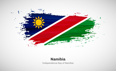 Creative happy independence day of Namibia country with grungy watercolor country flag background