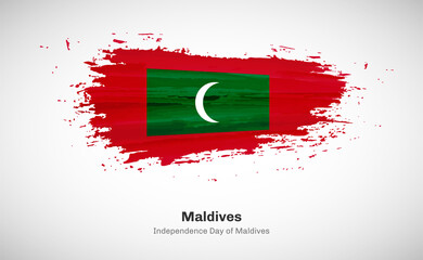 Creative happy independence day of Maldives country with grungy watercolor country flag background