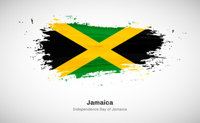 Creative happy independence day of Jamaica country with grungy watercolor country flag background