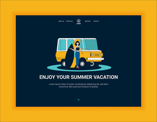 Travel vector illustration in a flat style.World travel banner.Air tourism.Summer holidays, vacation.