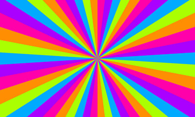 Rainbow color burst background. Rays background in retro style. Vector.