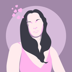 vector girl in a vest. simple color illustration of a girl's silhouette. 