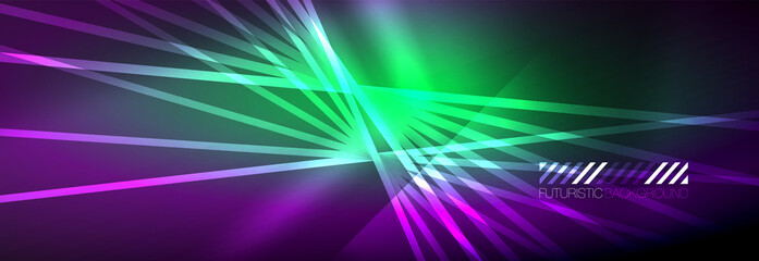 Neon dynamic beams vector abstract wallpaper background. Wallpaper background, design templates for business or technology presentations, internet posters or web brochure covers