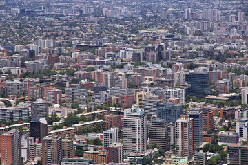 Fototapeta na wymiar Panoramic view of Santiago from San Cristobal Hill, Chile