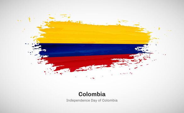 Creative happy independence day of Colombia country with grungy watercolor country flag background