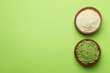 Wasabi and dry wasabi on green background