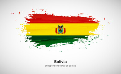 Creative happy independence day of Bolivia country with grungy watercolor country flag background