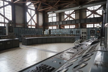 Naklejka premium Control Panel of an old Power Plant