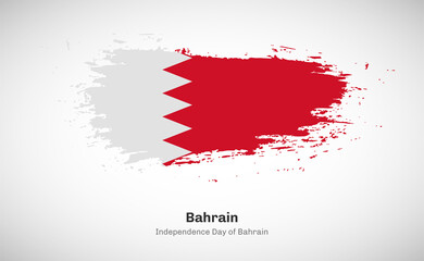 Creative happy independence day of Bahrain country with grungy watercolor country flag background