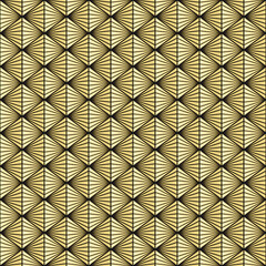Art-Deco golden pattern, folded rhombuses. Seamless pattern made in Art-Deco style.