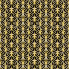 Art-Deco golden pattern, palms