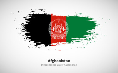Creative happy independence day of Afghanistan country with grungy watercolor country flag background