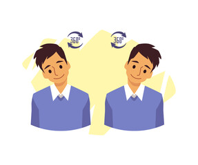 Man doing neck exercise rotating his head flat vector illustration isolated.